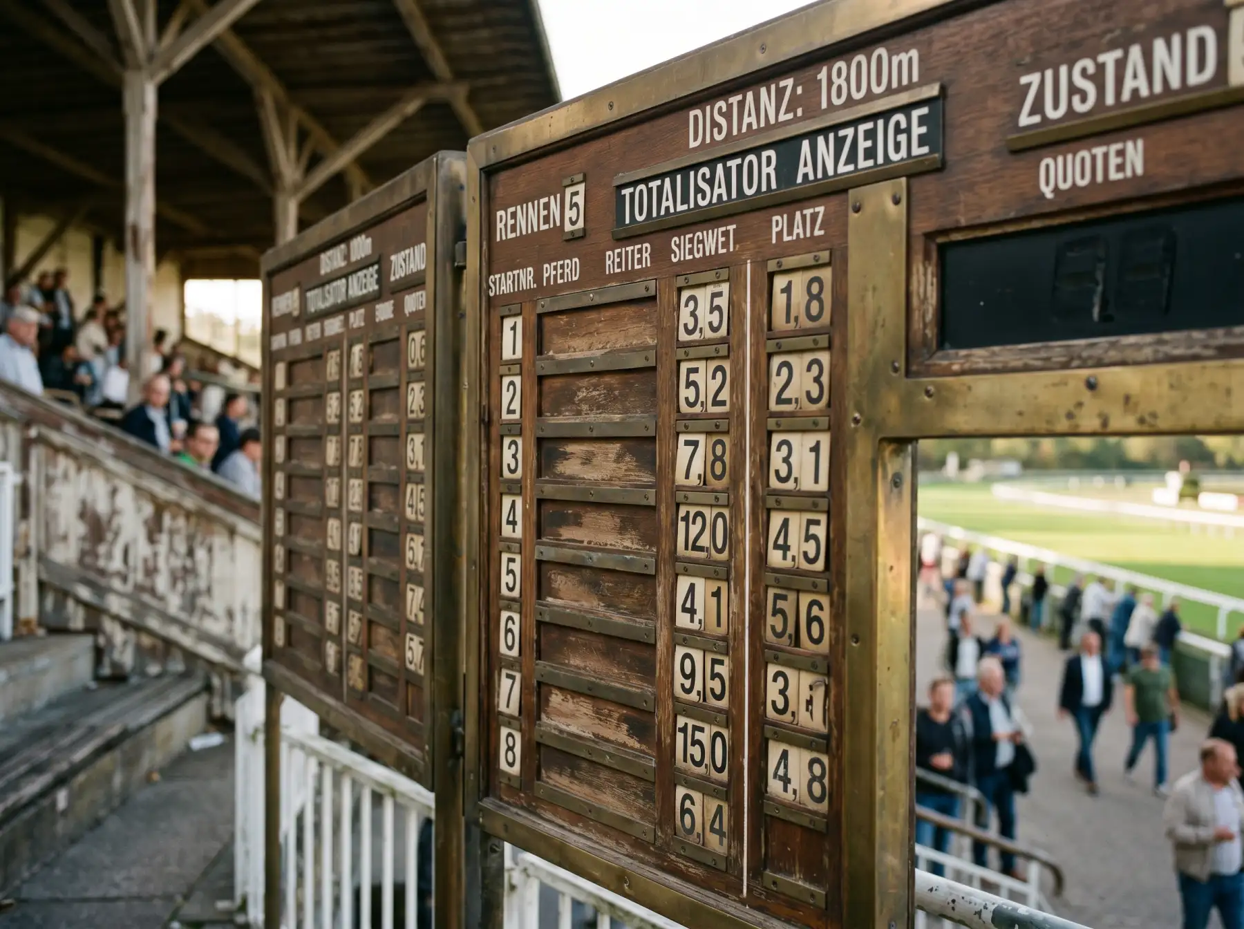 Historische Totalisator-Anzeigetafel auf einer deutschen Galopprennbahn